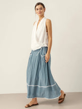 100% Linen Halter Neck Tie-Front Crop Top FAYE by LINTICO for women