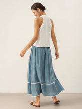 100% Linen Halter Neck Tie-Front Crop Top FAYE by LINTICO for women