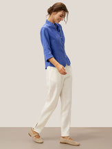 100% Linen Stand-Collar Half-Sleeve Fitted Jacket AMELIA by LINTICO for women