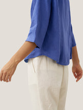 100% Linen Stand-Collar Half-Sleeve Fitted Jacket AMELIA by LINTICO for women
