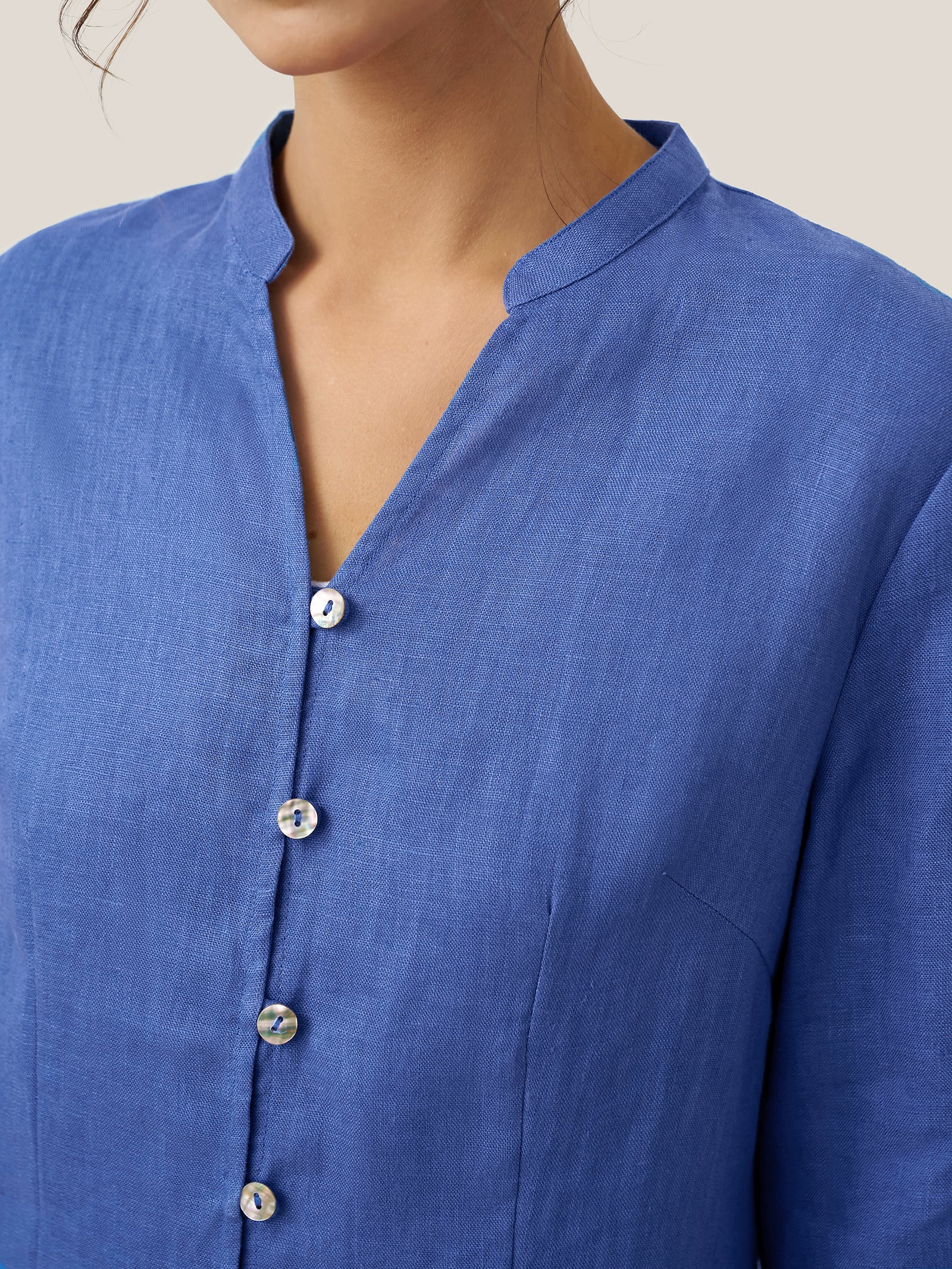 100% Linen Hand Button Long Top DILLON by LINTICO for women