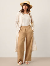 Pantalon large en 100% lin ajouré LEONTINE de LINTICO pour femme