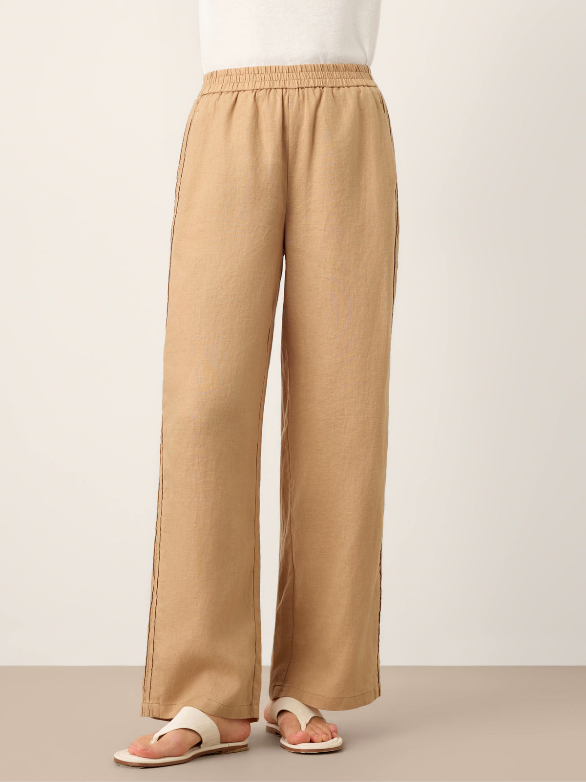 Pantalon large en 100% lin ajouré LEONTINE de LINTICO pour femme