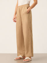 Pantalon large en 100% lin ajouré LEONTINE de LINTICO pour femme