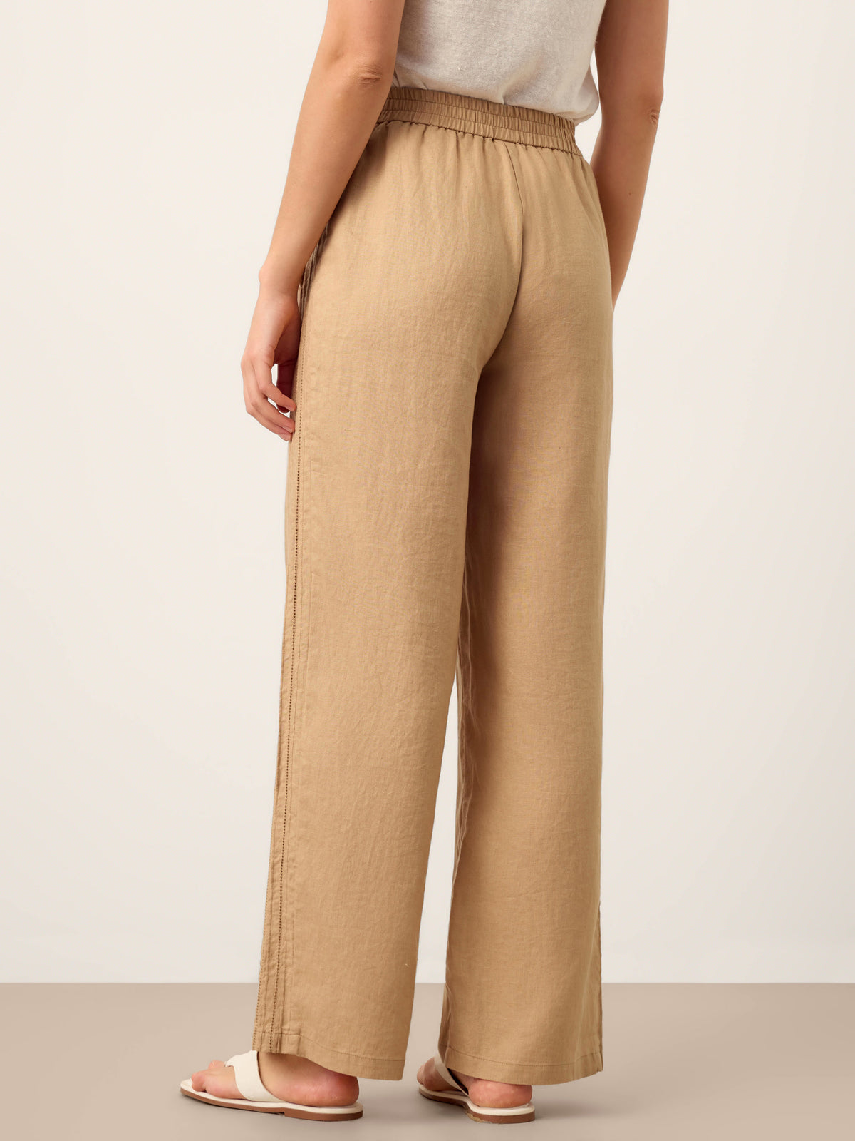 Pantalon large en 100% lin ajouré LEONTINE de LINTICO pour femme