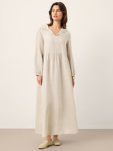 100% Linen Sculpted-Hood Caftan Midi Dress LINETTE by LINTICO for women