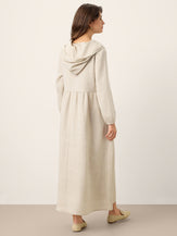 100% Linen Sculpted-Hood Caftan Midi Dress LINETTE by LINTICO for women