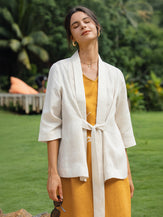 100% Linen Kimono Belted Blazer BRIA by LINTICO for women