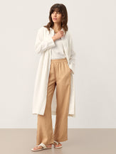 100% Linen Embroidered Pintuck Midi Shirt Dress SYLVIA by LINTICO for women