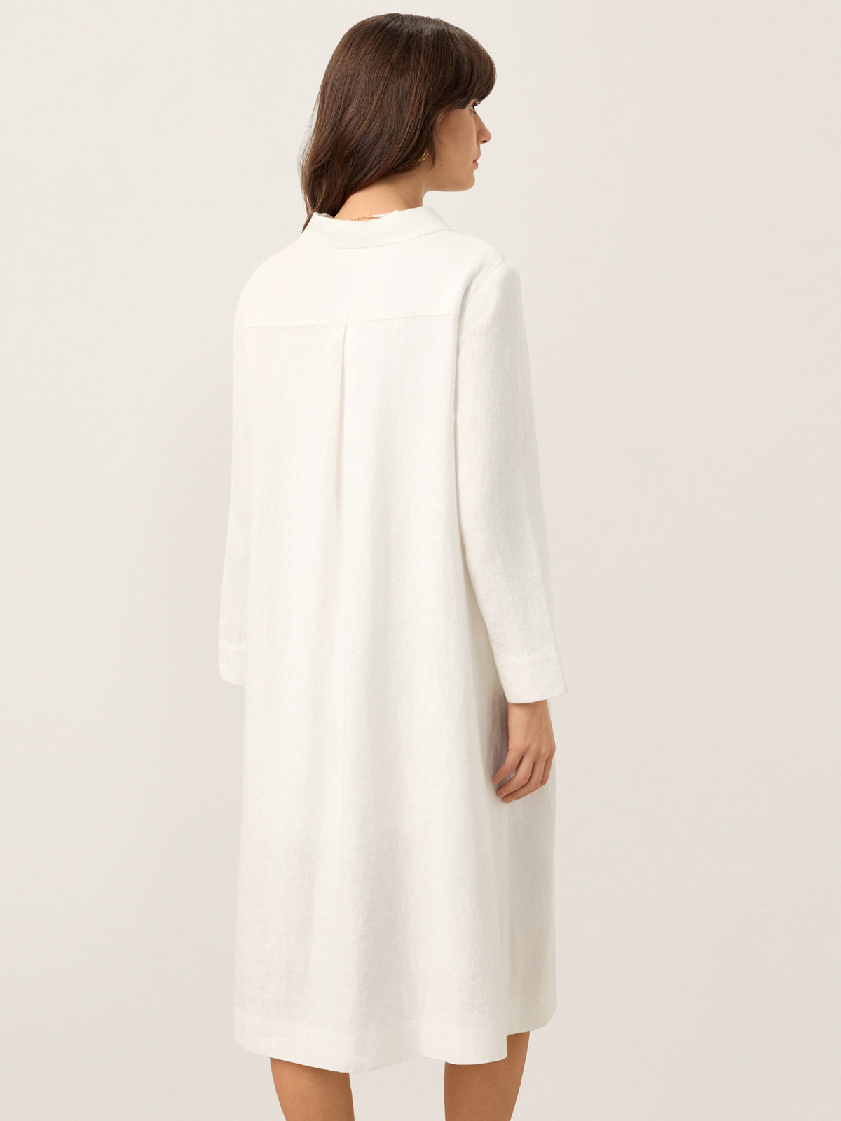 100% Linen Embroidered Pintuck Midi Shirt Dress SYLVIA by LINTICO for women