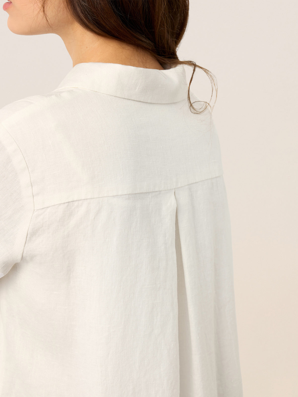 100% Linen Embroidered Pintuck Midi Shirt Dress SYLVIA by LINTICO for women