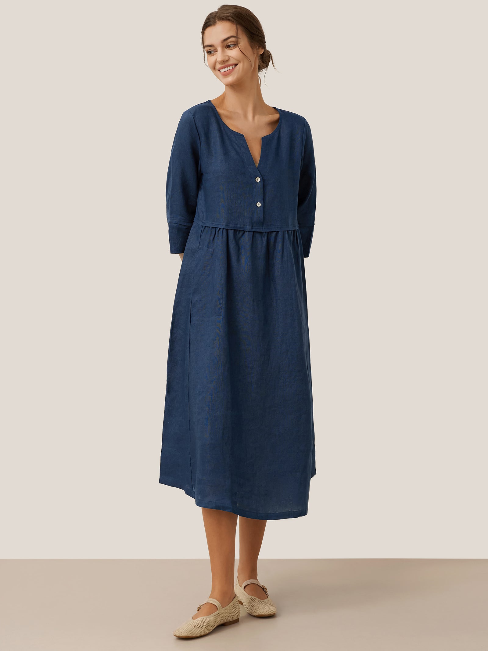 LINTICO women's linen outfit with maxi dress and midi dress
