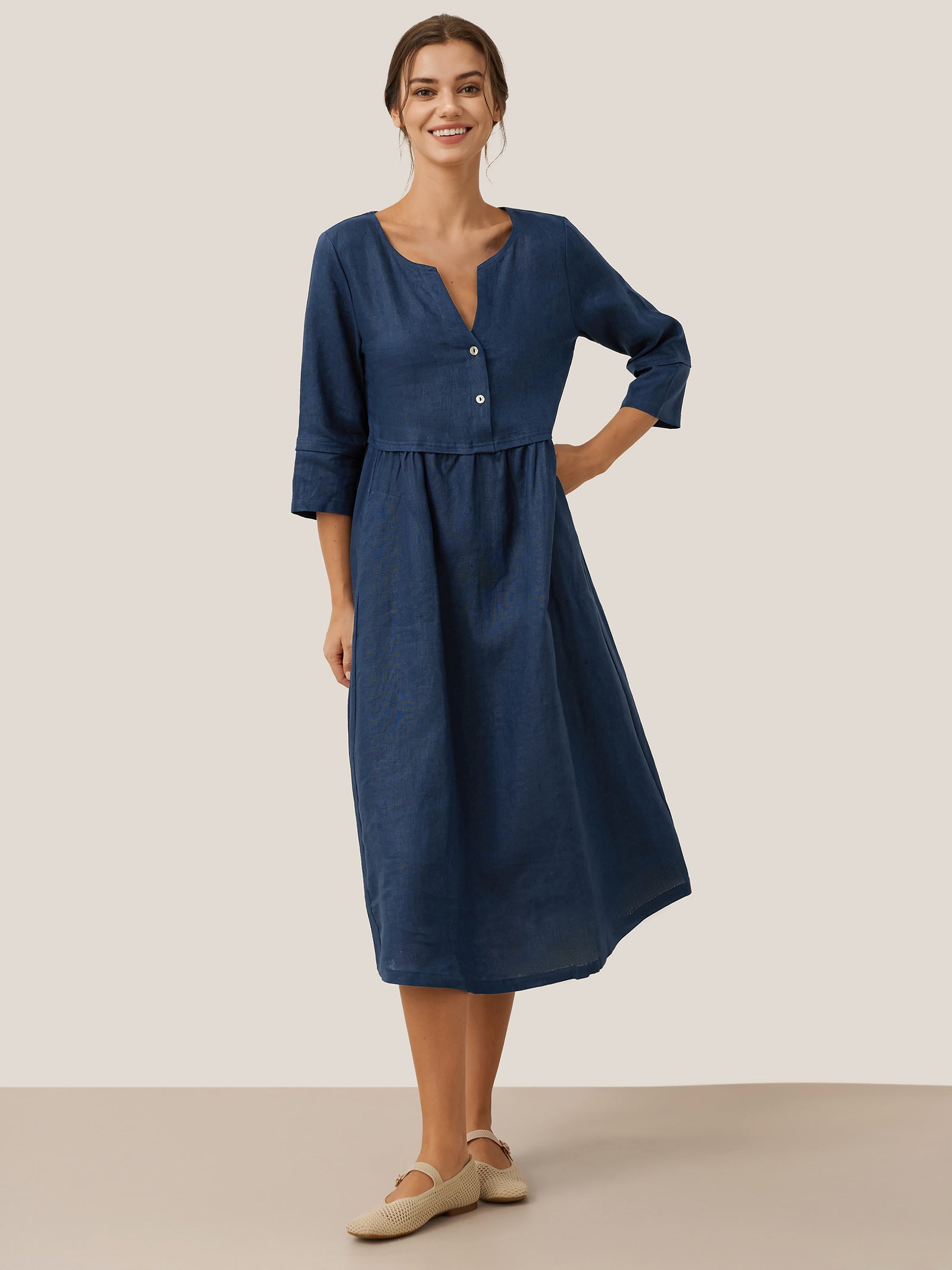 LINTICO women's linen outfit with maxi dress and midi dress