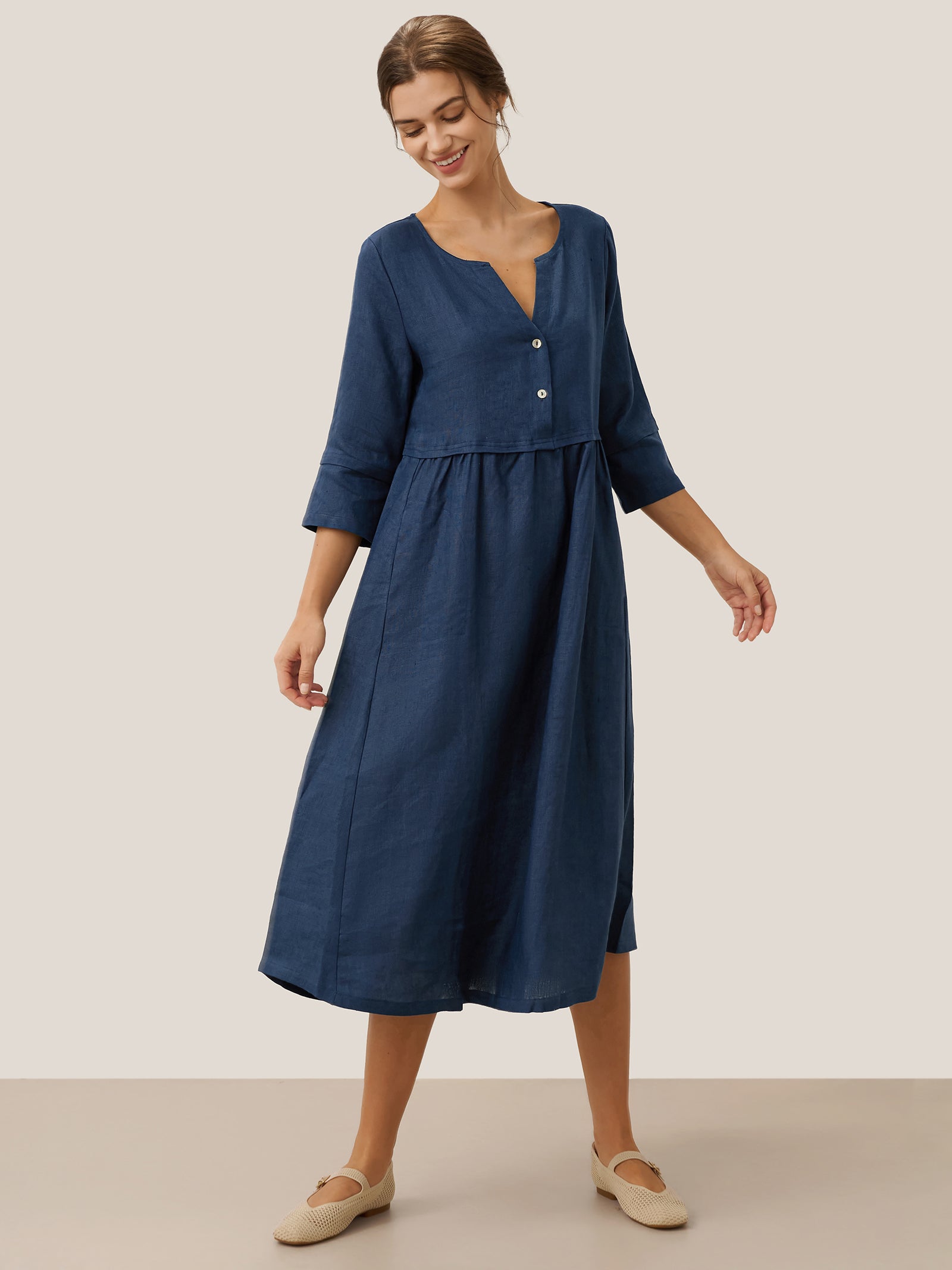 LINTICO women's linen outfit with maxi dress and midi dress