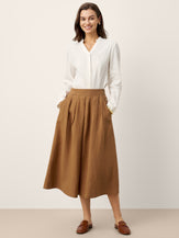 100% Linen Pleated Side Button Skirt LILITH by LINTICO for women