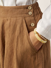 100% Linen Pleated Side Button Skirt LILITH by LINTICO for women