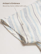 100% Linen Pleated Striped Pullover Top VIA by LINTICO for women