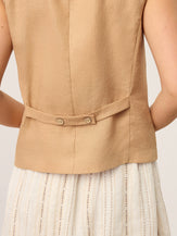 100% Linen Cinch-Back Sleeveless Tailored Vest BRONWYN by LINTICO for women