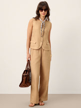 100% Linen Cinch-Back Sleeveless Tailored Vest BRONWYN by LINTICO for women