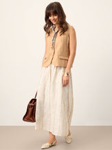 100% Linen Cinch-Back Sleeveless Tailored Vest BRONWYN by LINTICO for women