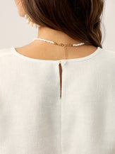 100% Linen Scoop Neck Slit Back Pullover Top FELICIA by LINTICO for women