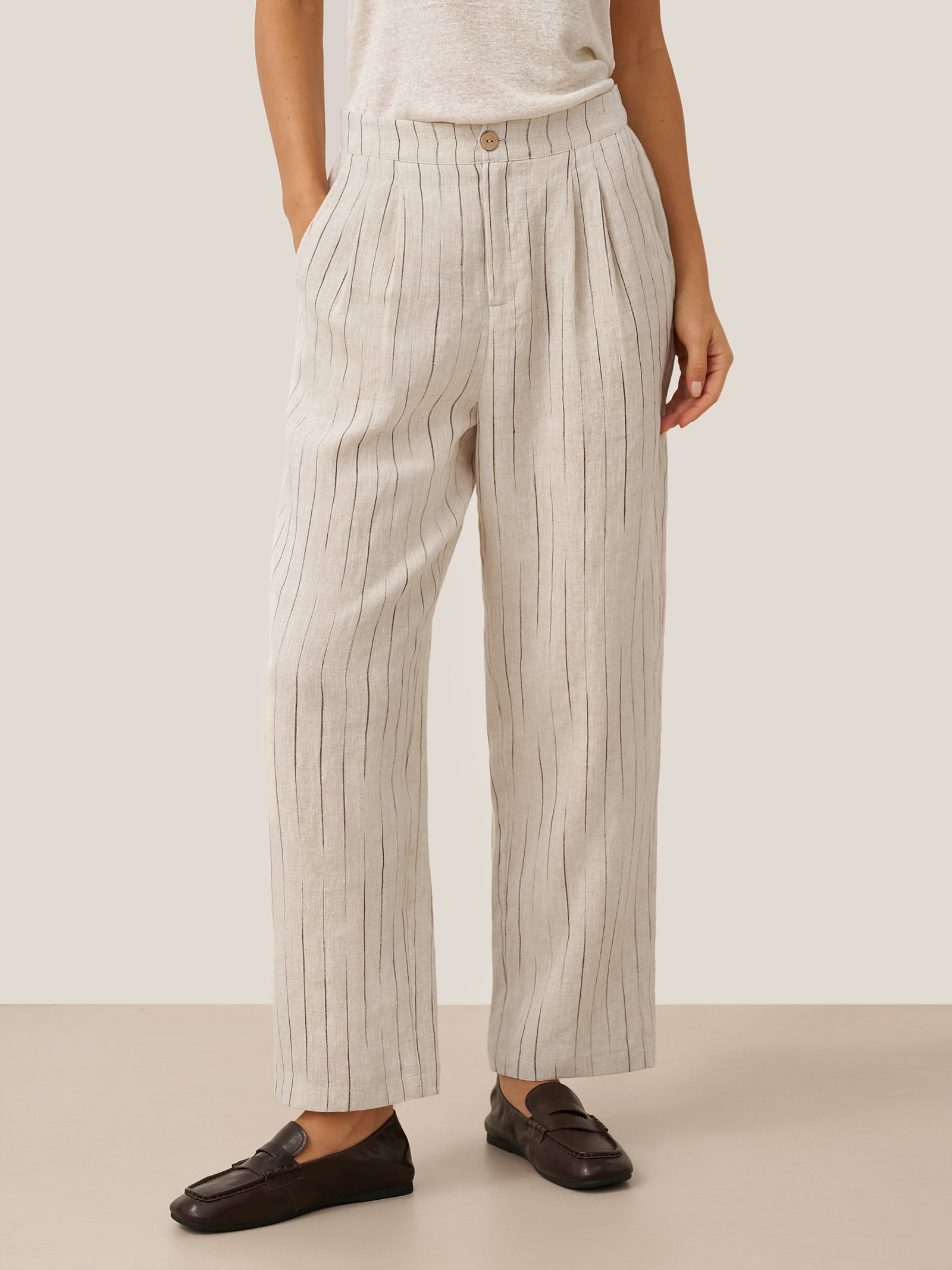 100% Linen Sketch Straight Leg Pants ELOISE