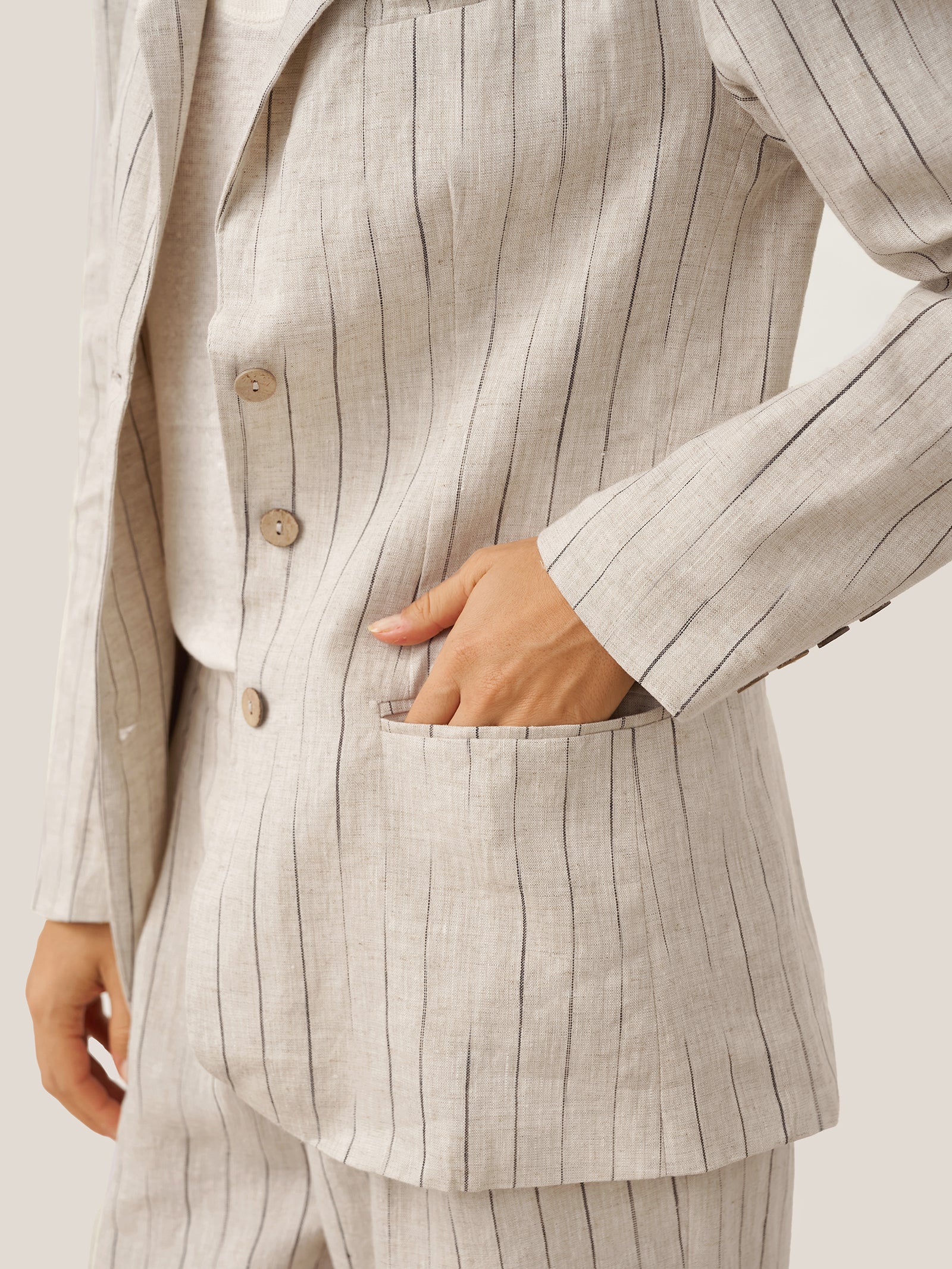 100% Linen Sketch Stripe Suit Set ELOISE by LINTICO for women