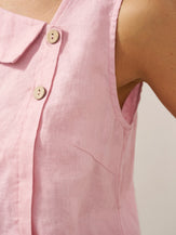 100% Linen Sleeveless Crescent Collar Top KARA by LINTICO for women