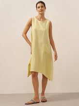 100% Linen Sleeveless Pocket A-Line Mini Dress LUZ by LINTICO for women