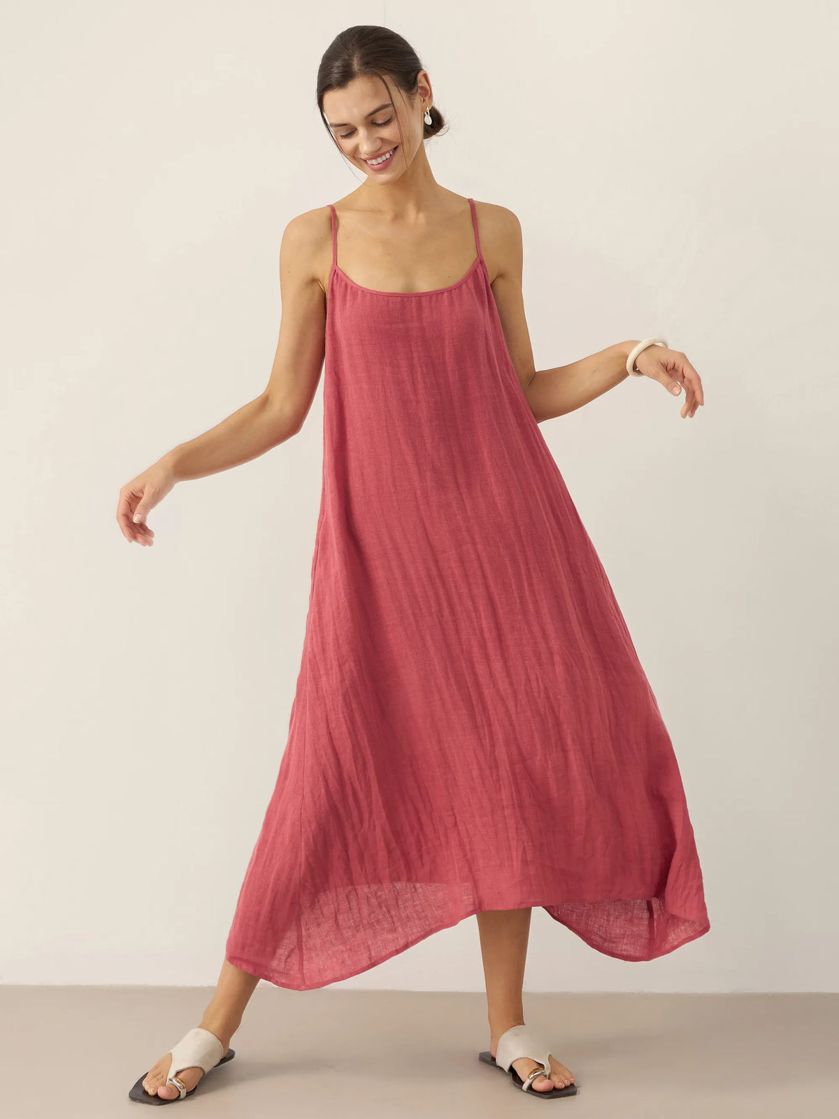 100% Linen Strappy Maxi Dress & Cover-Up Set UNA by LINTICO for women