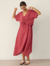 100% Linen Strappy Maxi Dress & Cover-Up Set UNA by LINTICO for women