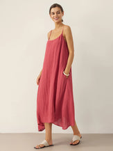100% Linen Strappy Maxi Dress & Cover-Up Set UNA by LINTICO for women