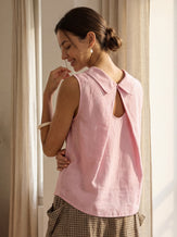 100% Linen Structured Collar Sleeveless Blouse BLAIR by LINTICO for women
