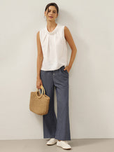 100% Linen Structured Collar Sleeveless Blouse BLAIR by LINTICO for women