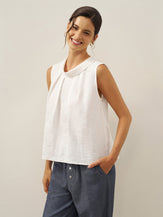 100% Linen Structured Collar Sleeveless Blouse BLAIR by LINTICO for women