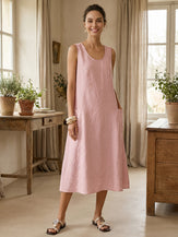 100% Linen Swing Beach Tank Dress GIANA by LINTICO for women