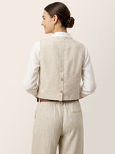 100% Linen V-Neck Buttoned Closure Vest DELIA by LINTICO for women