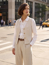 100% Linen V-Neck Buttoned Closure Vest DELIA by LINTICO for women