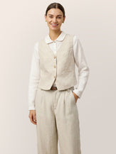 100% Linen V-Neck Buttoned Closure Vest DELIA by LINTICO for women