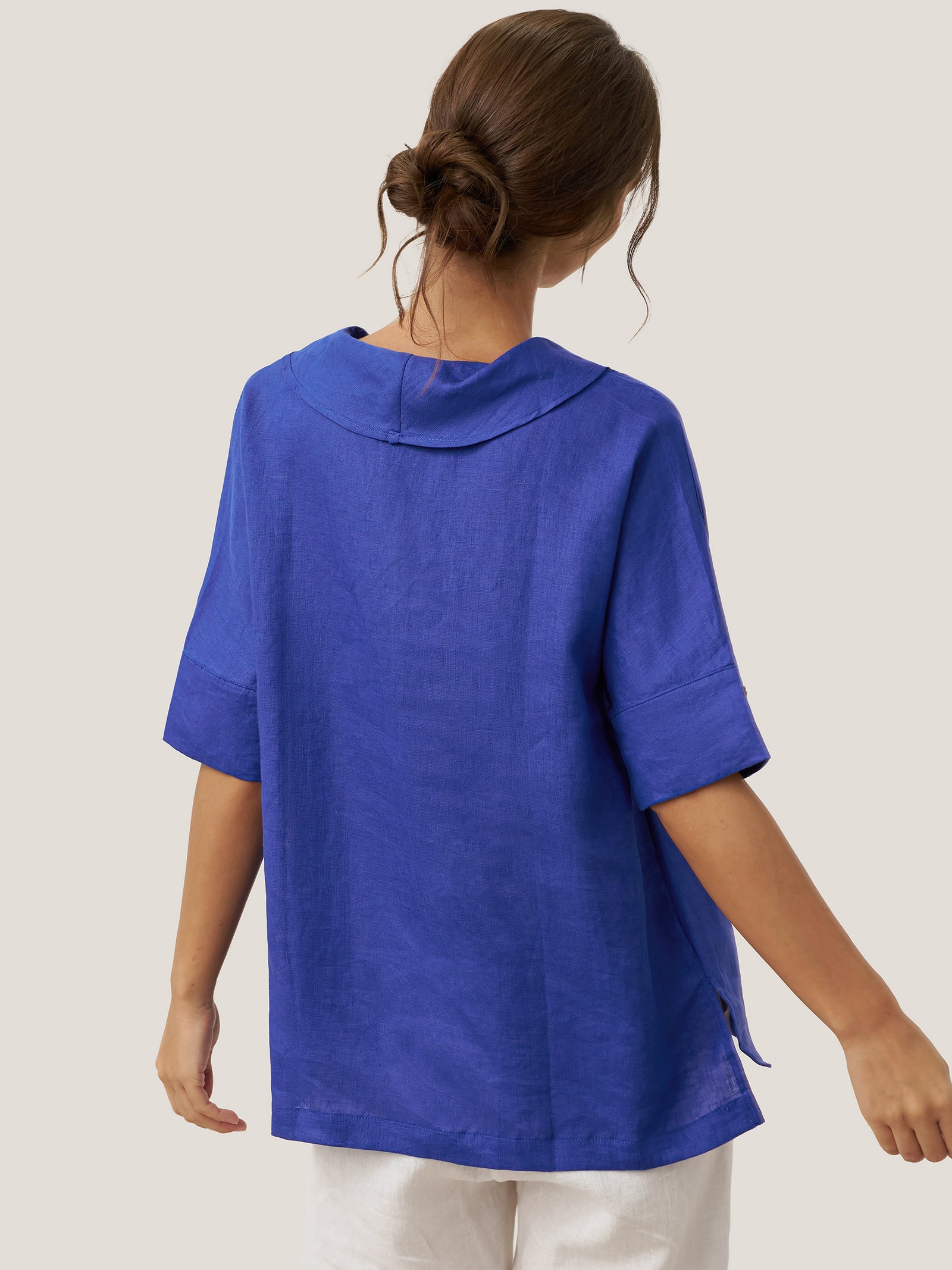 100% Linen V-Neck Short Sleeve Shirt SIERRA by LINTICO for women