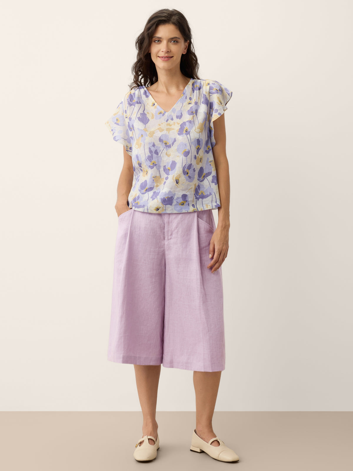 100% Linen A-Line Bermuda Shorts RAVENNA by LINTICO for women