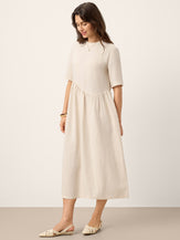100% Linen Arch-Seam Fluid Midi Dress EUDORA by LINTICO for women