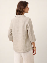 100% Linen Asymmetric Collar Inverted Pleat Top OTTILIE by LINTICO for women