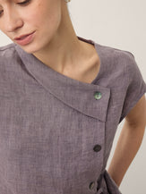 100% Linen Asymmetric Wrap Tie Waist Top GRETCHEN by LINTICO for women