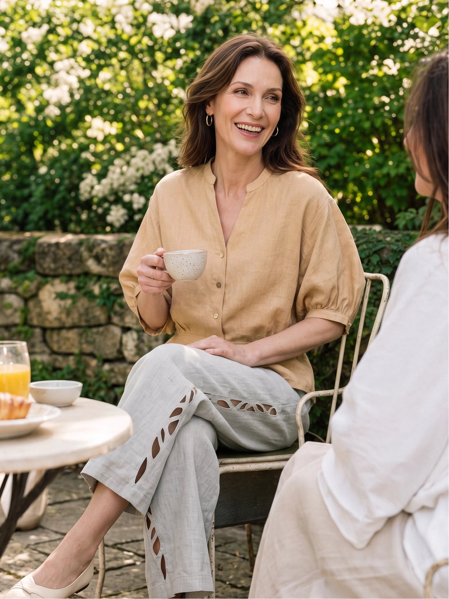 100% Linen Batwing Sleeve Peplum Shirt MIRELLA by LINTICO