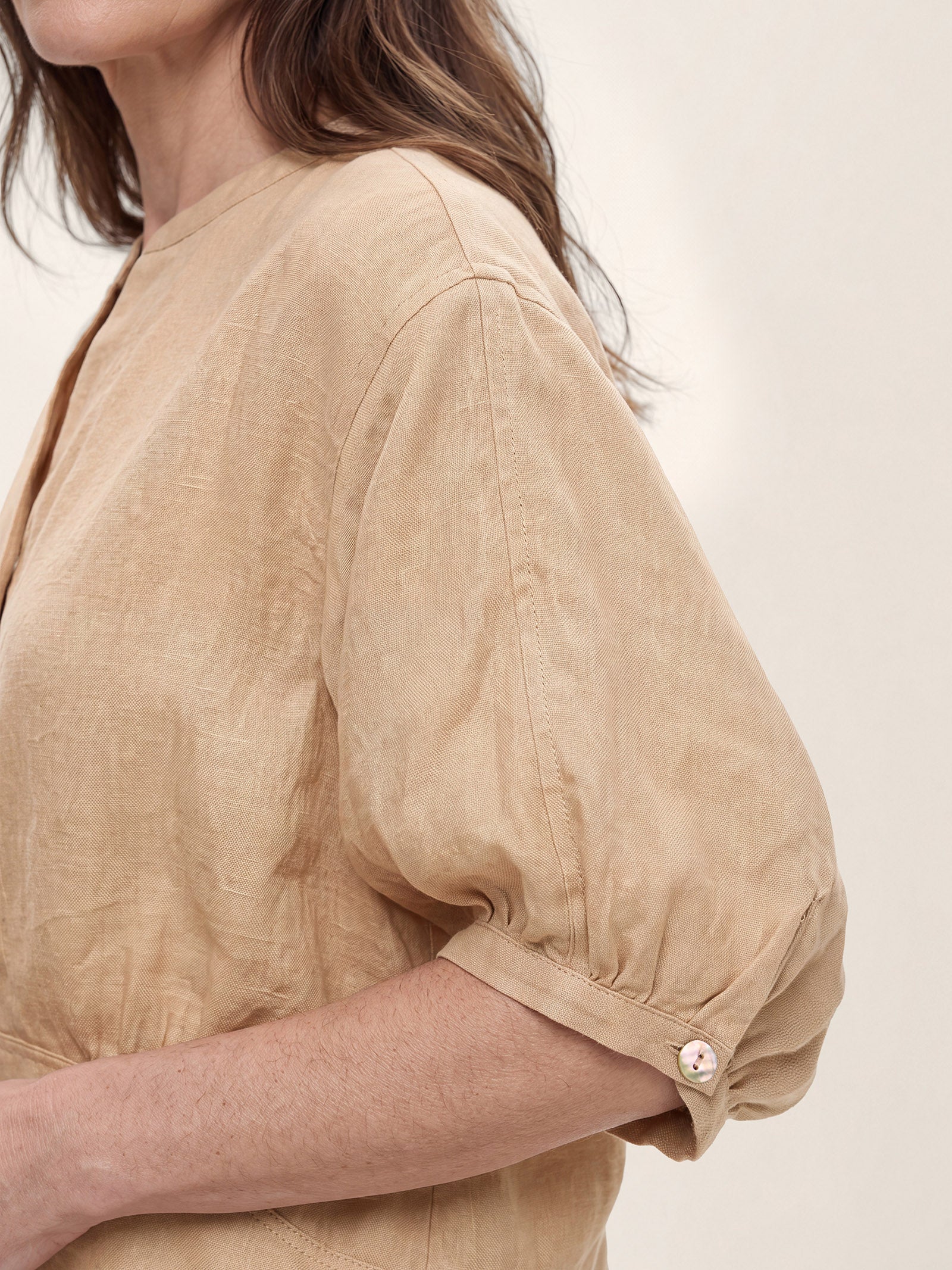 100% Linen Batwing Sleeve Peplum Shirt MIRELLA by LINTICO