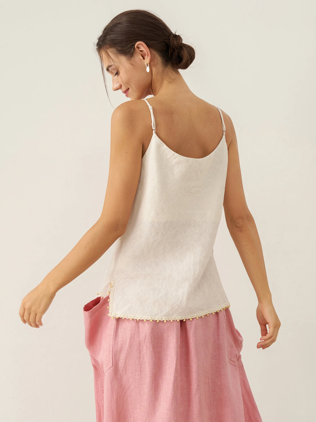 100% Linen Beaded Hem Camisole Bree by LINTICO for women