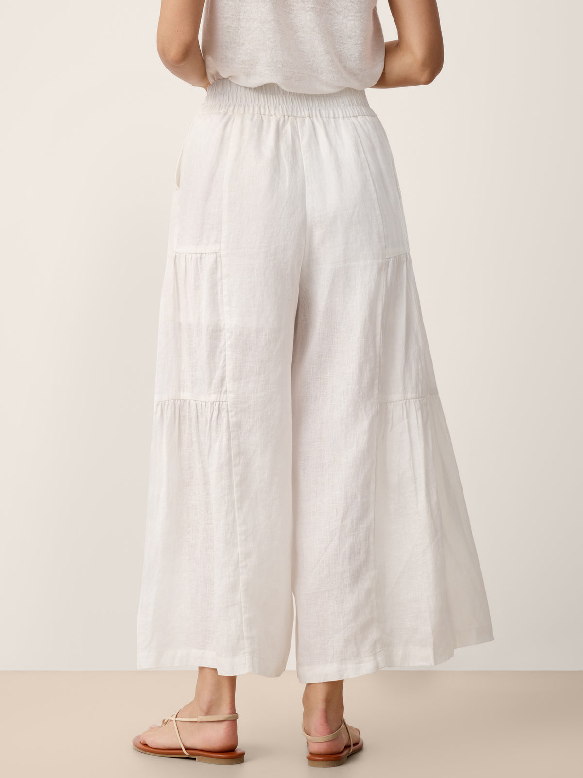 100% Linen Bow-Waist Tiered Pants TARYN by LINTICO for women