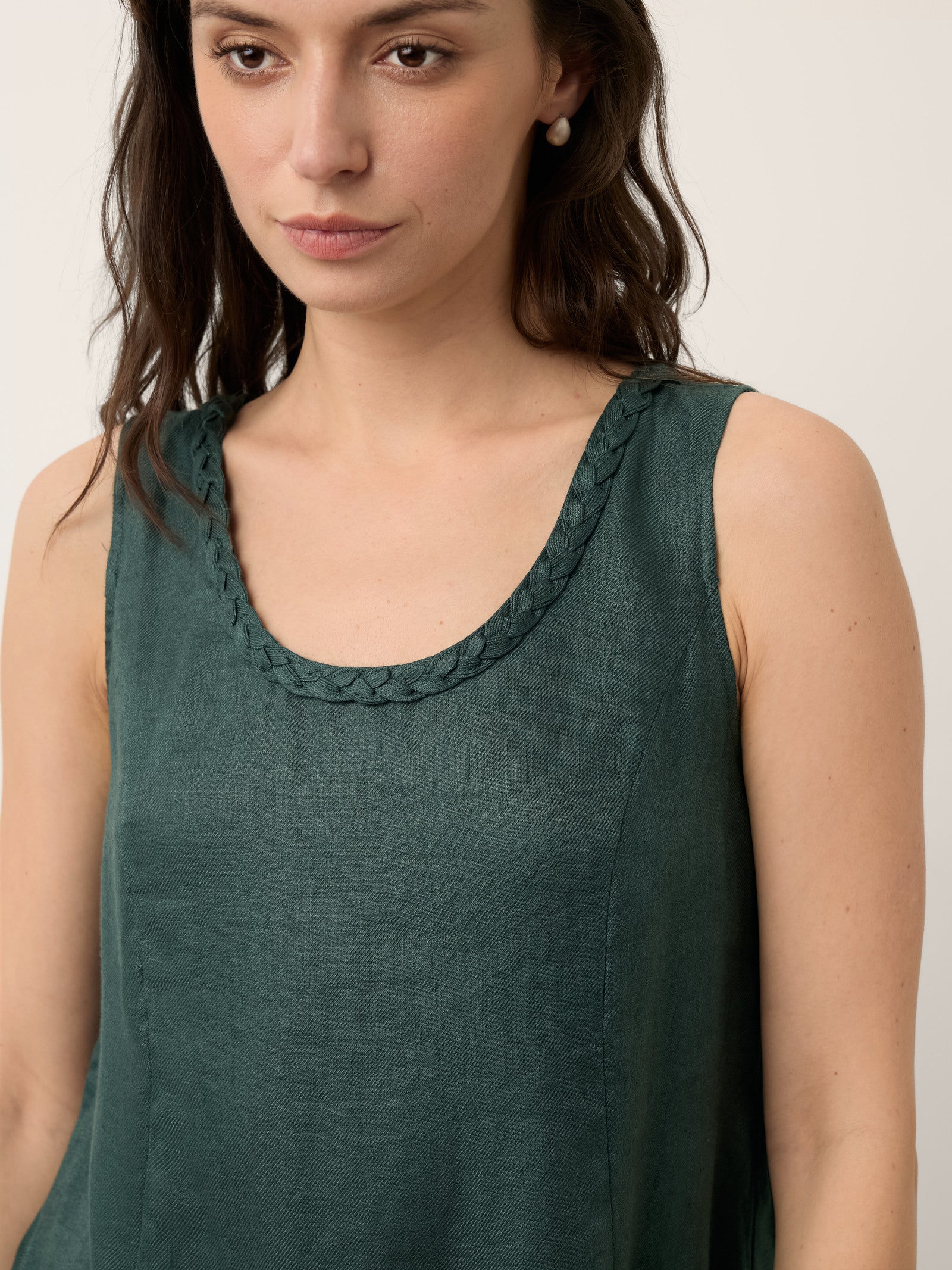 100% Linen Braided Neck Handkerchief Hem Maxi Dress CARISSA by LINTICO