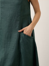 100% Linen Braided Neck Handkerchief Hem Maxi Dress CARISSA by LINTICO